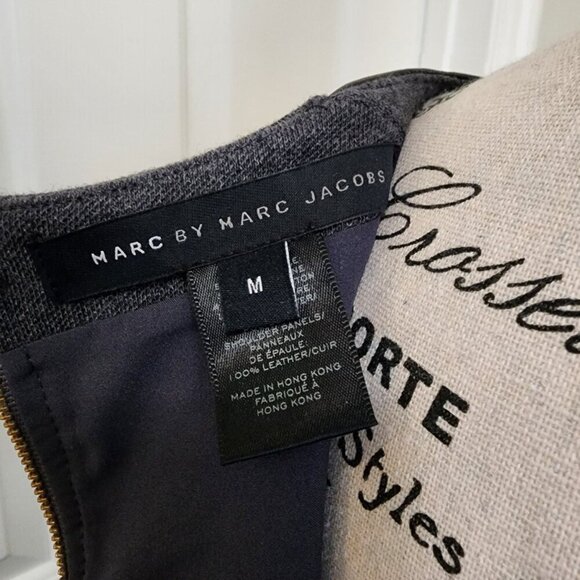 Marc by Marc Jacobs Gray Wool/Cotton Blend Plum Kitten Melange Dress Size M - Picture 8 of 11